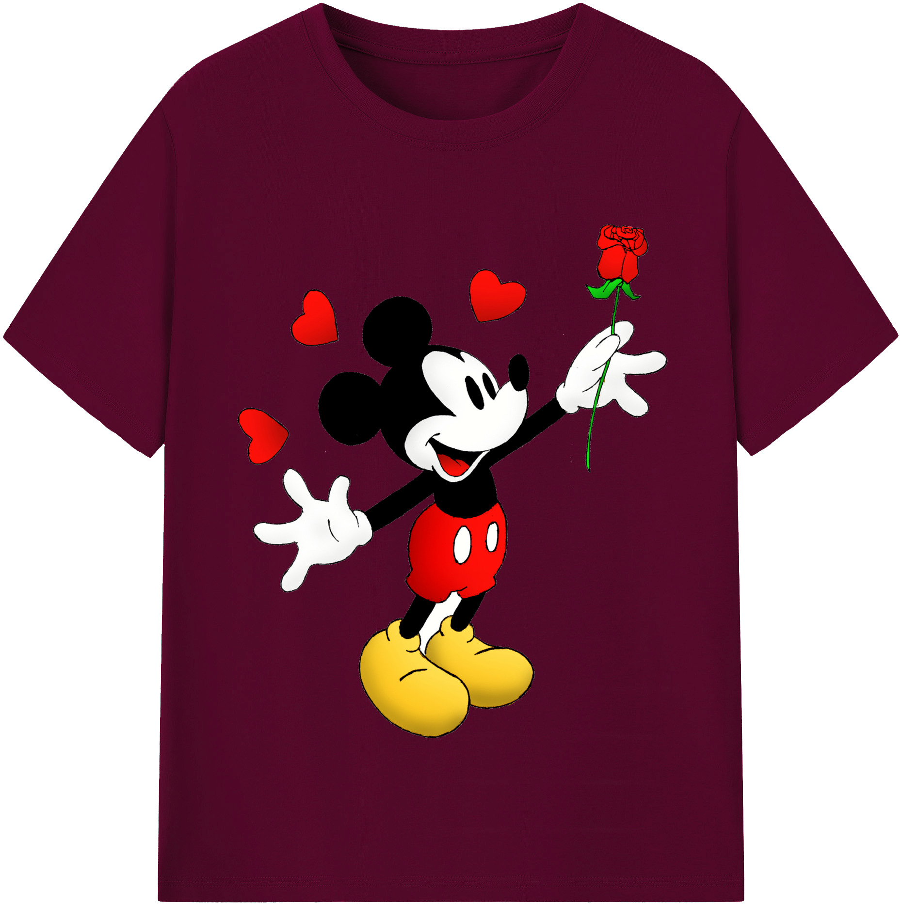 （画像用） ミッキーマウス Mickey Mouse レディースカジュアルプリントTシャツ（綿100％）
